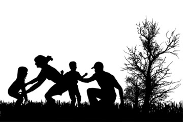 Wall Mural - vector silhouette of family.