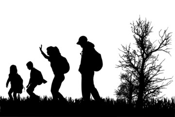 Canvas Print - Vector silhouette of family.