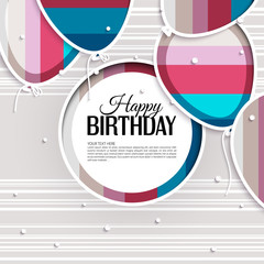 Wall Mural - Vector birthday card with balloons.