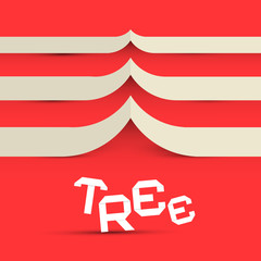 Sticker - Paper Tree Vector Symbol on Red Background