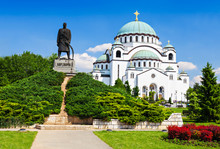 Sava Cathedral And Karadjordje Statue
