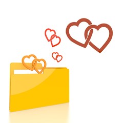 file folder with three two hearts sign