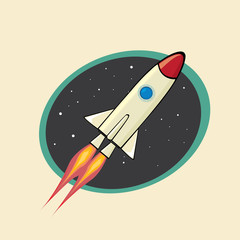 Wall Mural - vintage style retro poster of Space rocket