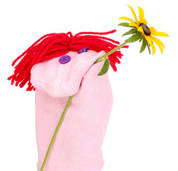 Wall Mural - Cute sock puppet isolated on white