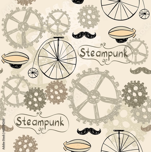 Obraz na płótnie canvas trzyczęściowy "tryptyk" Steampunk sowa