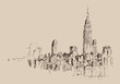 New York city engraving  vector illustration, hand drawn
