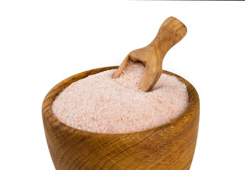 Poster - fine himalayan salt in a wooden bowl