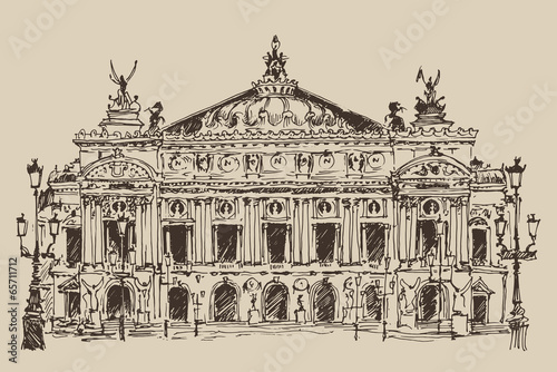 Board z aluminiowym obramowaniem Paryż, palais garnier vintage grawerowane ilustracji