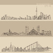 Shanghai, Istanbul, San Francisco, engraved illustration