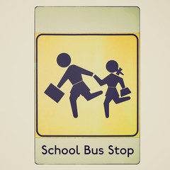 Wall Mural - Retro look School bus stop sign