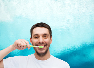 Poster - smiling young man with toothbrush