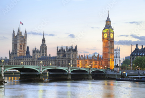 Obraz na płótnie canvas czteroczęściowy "tetraptyk" Big Ben i dom parlamentu w nocy
