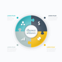 Aufkleber - Business infographic circle puzzle piece vector elements