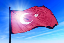 Turkey Flag Waving On The Wind