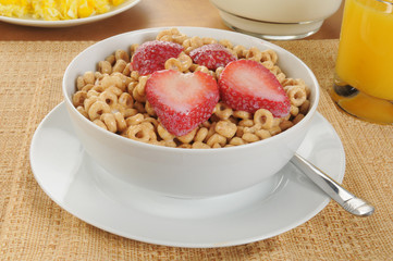 Poster - Cold oat cereal with strawberries