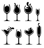 Fototapeta  - silhouette of wine glass with splash