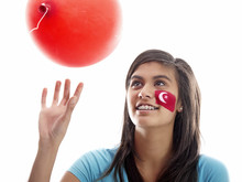 Girl With Turkish Flag Face Paint
