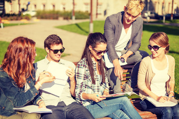 Wall Mural - group of students or teenagers hanging out