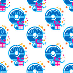 Wall Mural - Number 9 childish seamless pattern