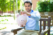 Piggy bank savings outside