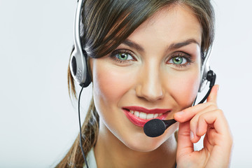 Wall Mural -  Customer support operator. Woman face.