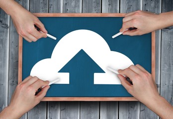 Poster - Composite image of multiple hands drawing cloud computing with c
