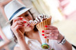 © aboutmomentsimages - tourist brunette woman eating a delicious chocolate ice cream
