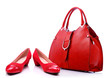 Red women shoes and handbag