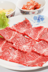 Wall Mural - high quality premium Fresh Beef slices korean grilled menu