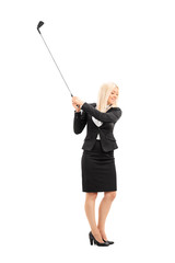 Sticker - Businesswoman swinging a golf club