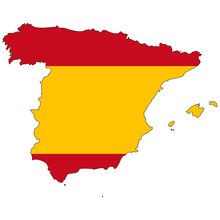 Vector Map With The Flag Inside - Spain.
