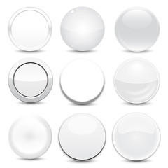 Wall Mural - blank white buttons