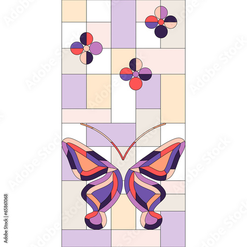 Plakat na zamówienie stained glass window background with butterflies