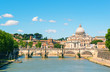 Panorama of Rome, Italy. View of St Peter's basilica in Vatican City.