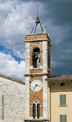 Board z aluminiowym obramowaniem Dzwonnica w san quirico d'orcia, Toskania, Włochy