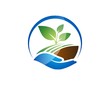 plant logo,hand symbol,global nature