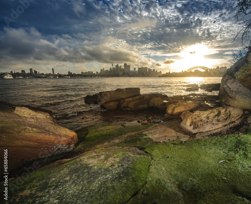 Board z aluminiowym obramowaniem Sydney city cbd and harbour view from bradley
