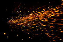Glowing Flow Of Sparks In The Dark