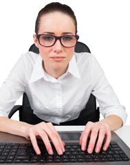 Aufkleber - Businesswoman typing on a keyboard