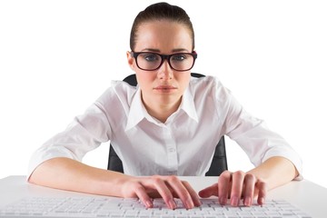 Aufkleber - Businesswoman typing on a keyboard