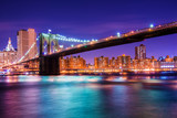Fototapeta  - Brooklyn bridge at night in New York