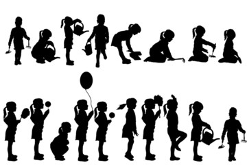 Sticker - Vector silhouette of child.