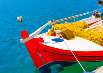 Wall Mural - Beatiful Greek fishing boat at Poros island in Greece