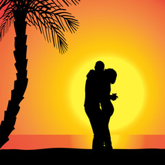 Poster - Vector silhouette of couple.