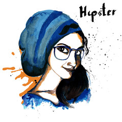 Wall Mural - Girl ink hipster