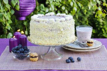 Wall Mural - Blueberry and coconut layer cake