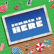 Summer is Here Abstract Vector Background or Card People Near