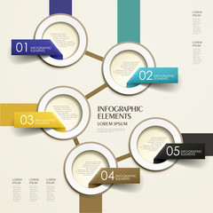 Wall Mural - 3d vector abstract flow chart paper infographic elements