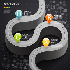 Canvas Print - vector abstract 3d technology grey road infographic elements