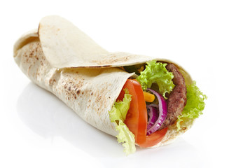 Wrap with meat and vegetables